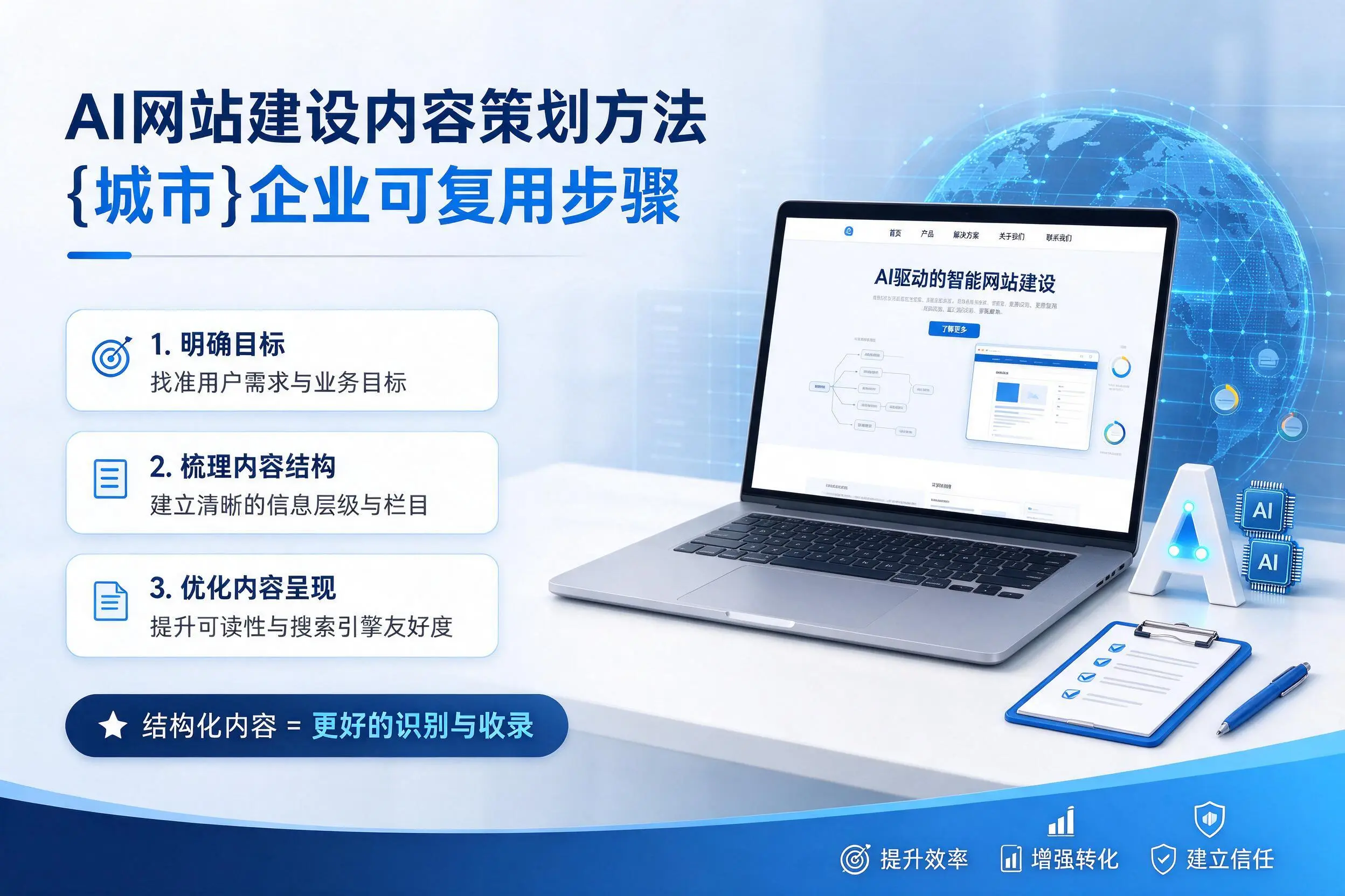 AI网站建设内容策划方法，阿拉尔企业可复用步骤